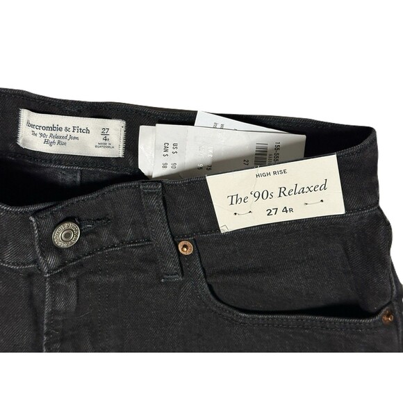 NEW Abercrombie Womens 27 4R High Rise 90s Relaxed Fit Jeans Black Charcoal Wash - Picture 5 of 8